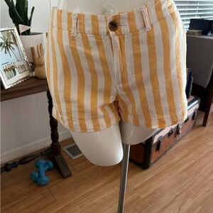 Striped Yellow and White Women's Casual Shorts